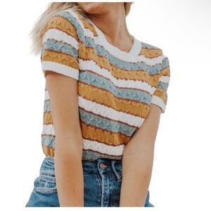 Madewell Colorful Boho Cable Knit Tee